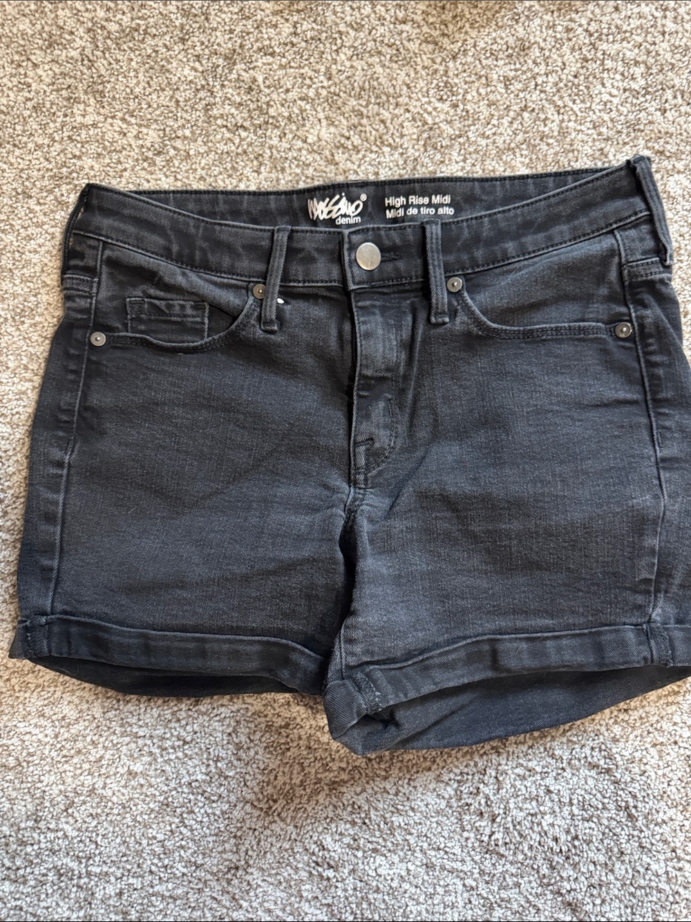 Wit & Wisdom Black High-Rise Midi Denim Shorts